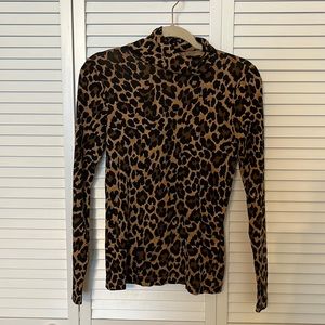 J. Crew leopard tissue turtle neck